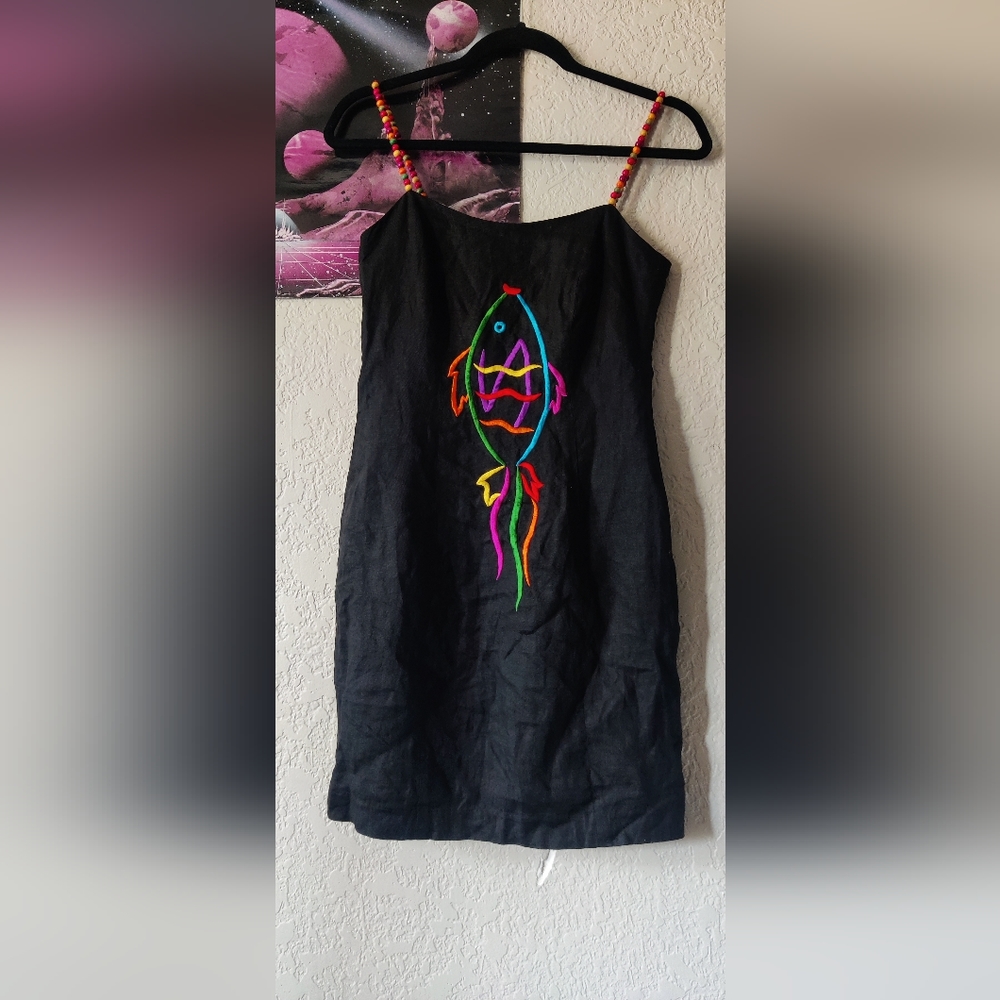 Vintage Black Fish Dress - Deborah Laws
